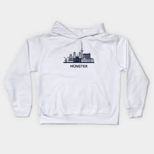 Skyline emblem of Münster, city in North Rhine-Westphalia, Germany Kids Hoodie